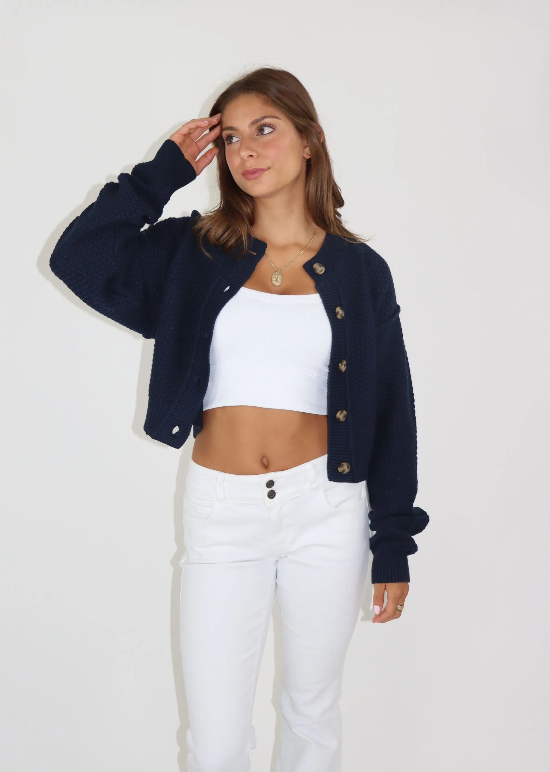 Free People Lila Crop Cardigan ★ Navy