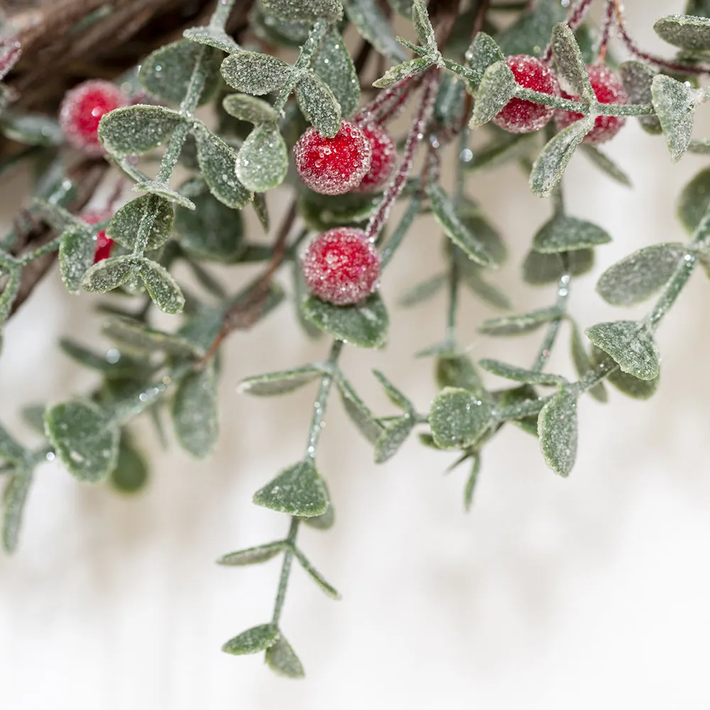 Frosted Faux Red Berry Wreath - 50cm