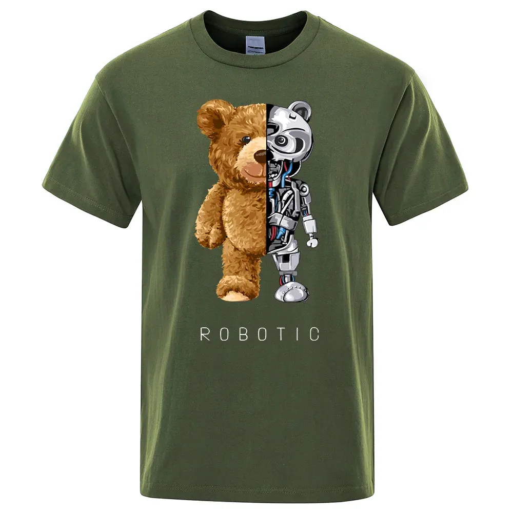 Funny Ted Bear Robot T-shirt – Men’s Oversized Casual Summer Tee