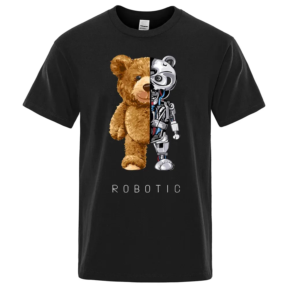 Funny Ted Bear Robot T-shirt – Men’s Oversized Casual Summer Tee