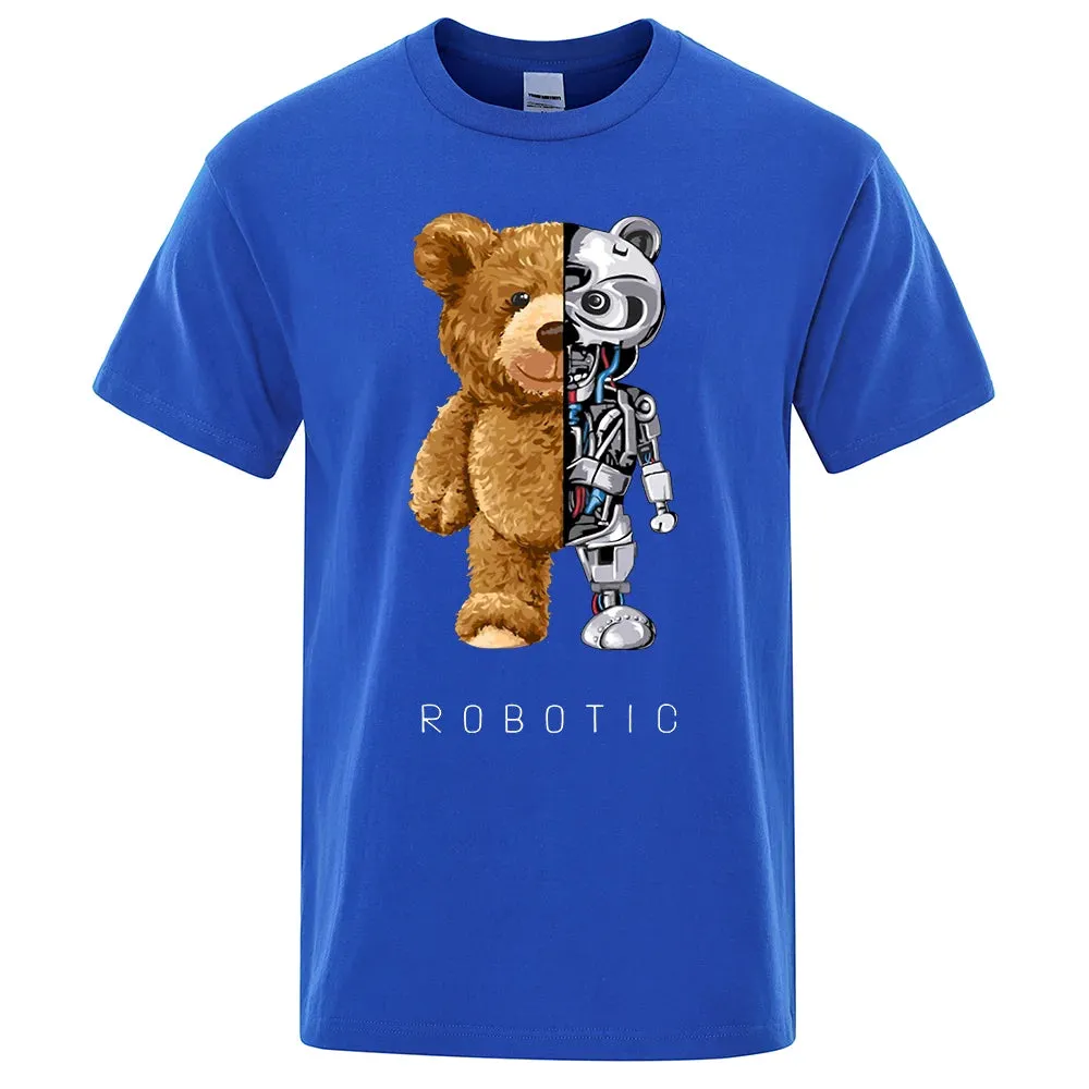 Funny Ted Bear Robot T-shirt – Men’s Oversized Casual Summer Tee