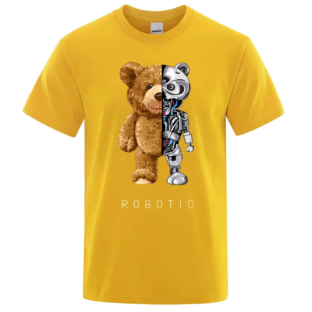 Funny Ted Bear Robot T-shirt – Men’s Oversized Casual Summer Tee