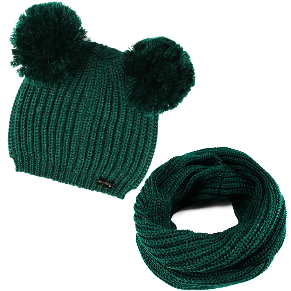 FURTALK Winter Kids Bobble Yarn Pom Hat and Scarf Set Drop Shipping HTWL082