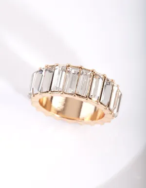 Gold Crystal Baguette Ring