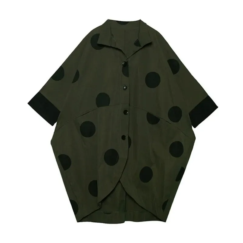 HEYFANCYSTYLE Oversized Army Green Dot Coat