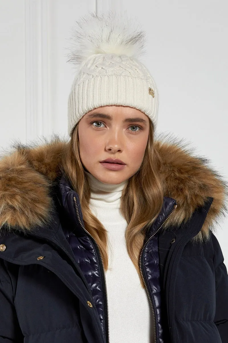 Holland Cooper Windsor Ladies Bobble Hat in Oyster