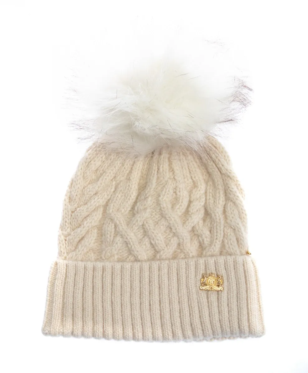 Holland Cooper Windsor Ladies Bobble Hat in Oyster