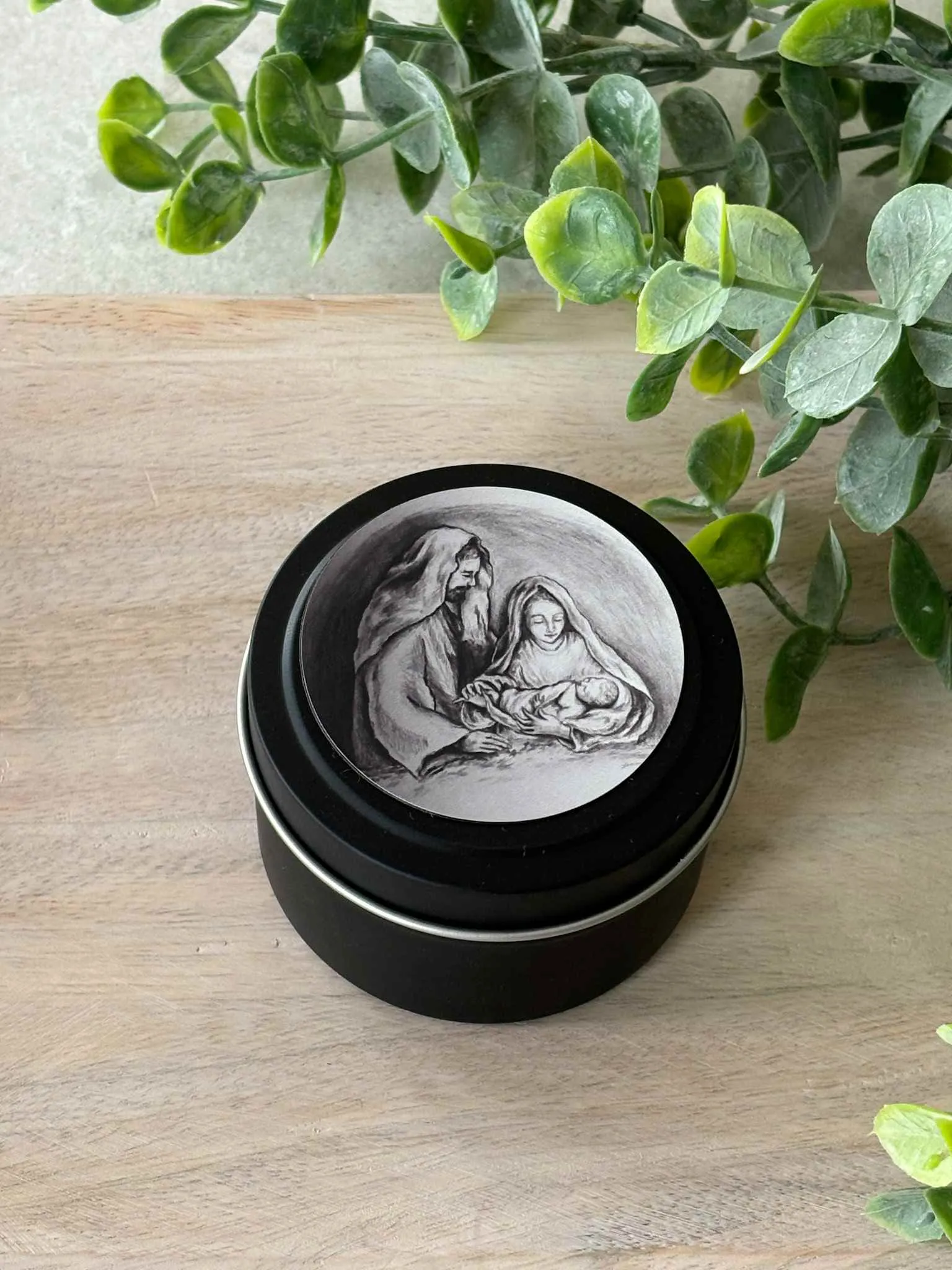 Holy Family Candle Tin