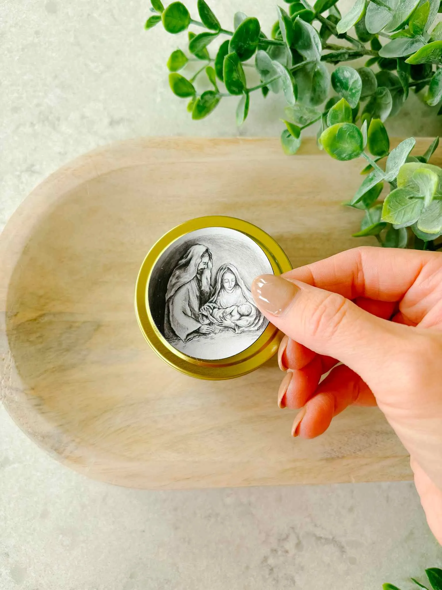 Holy Family Candle Tin