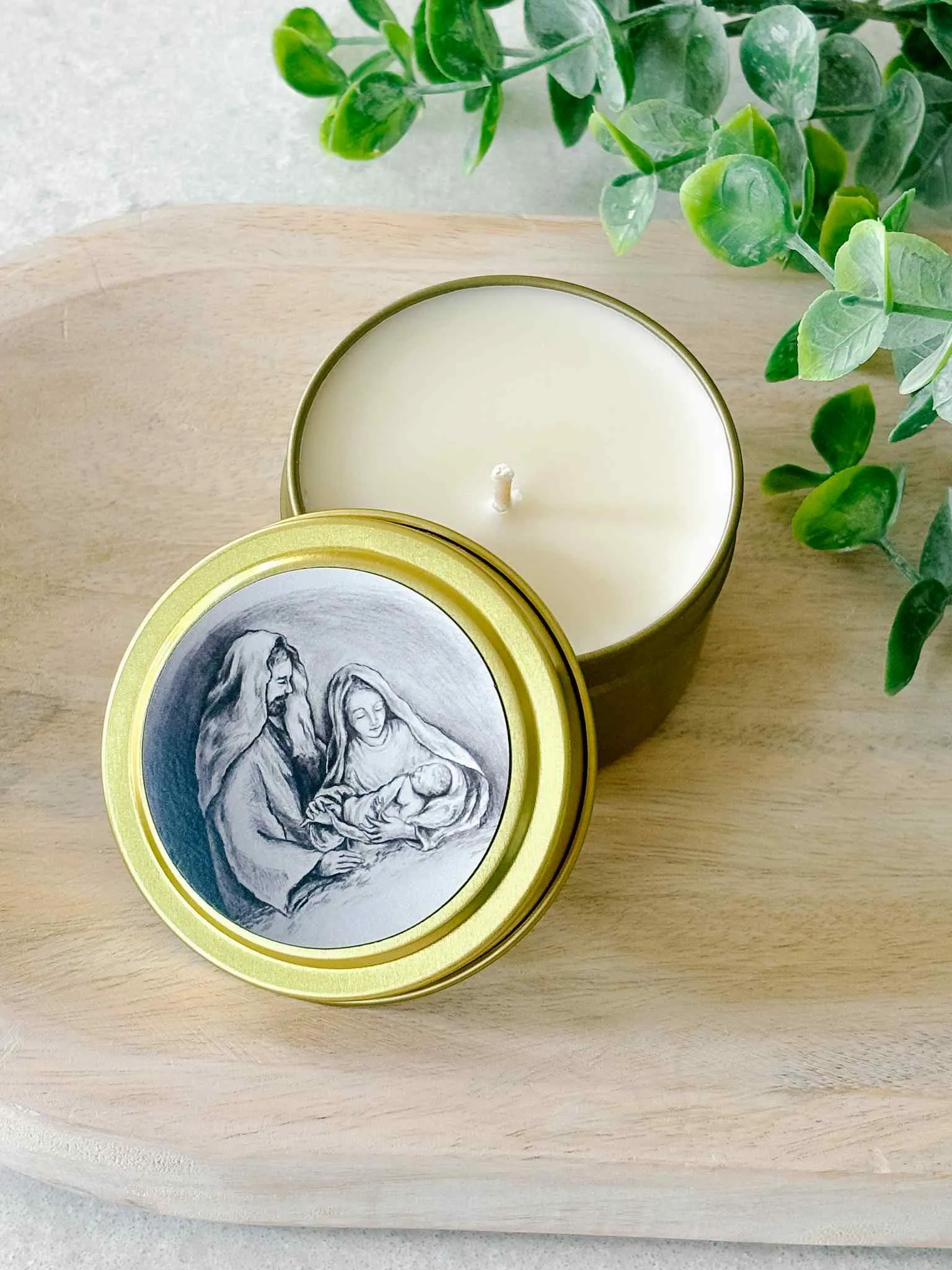 Holy Family Candle Tin