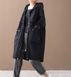 Hooded Autumn A-line Long Women Casual Parka Plus Size Coat Jacket JT201002