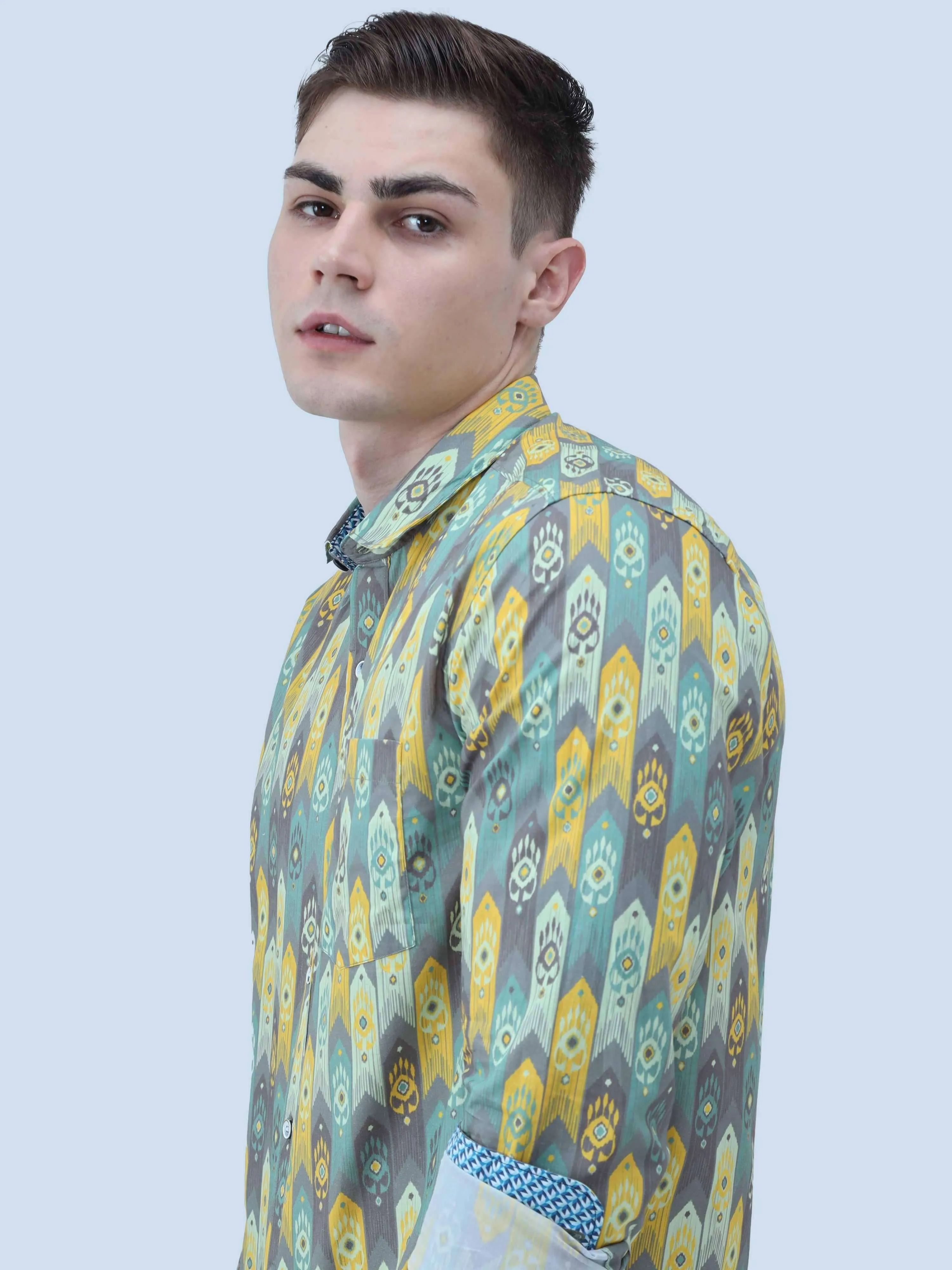 Ikat in Arrow Digital Printed Full Shirt