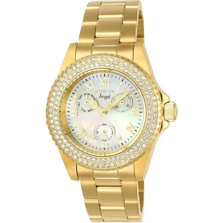 Invicta Women's Angel Chrono Gold Plated S. Steel Mother of Pearl Watch 23576