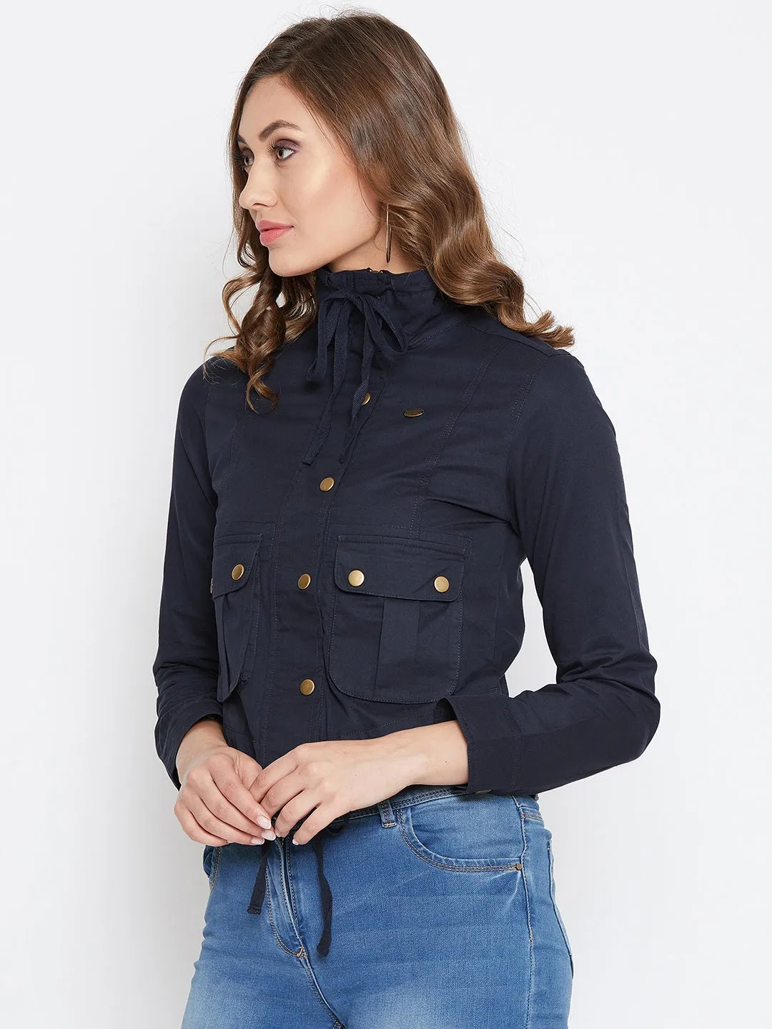 JUMP USA Women Navy Blue Casual Tailored Jacket