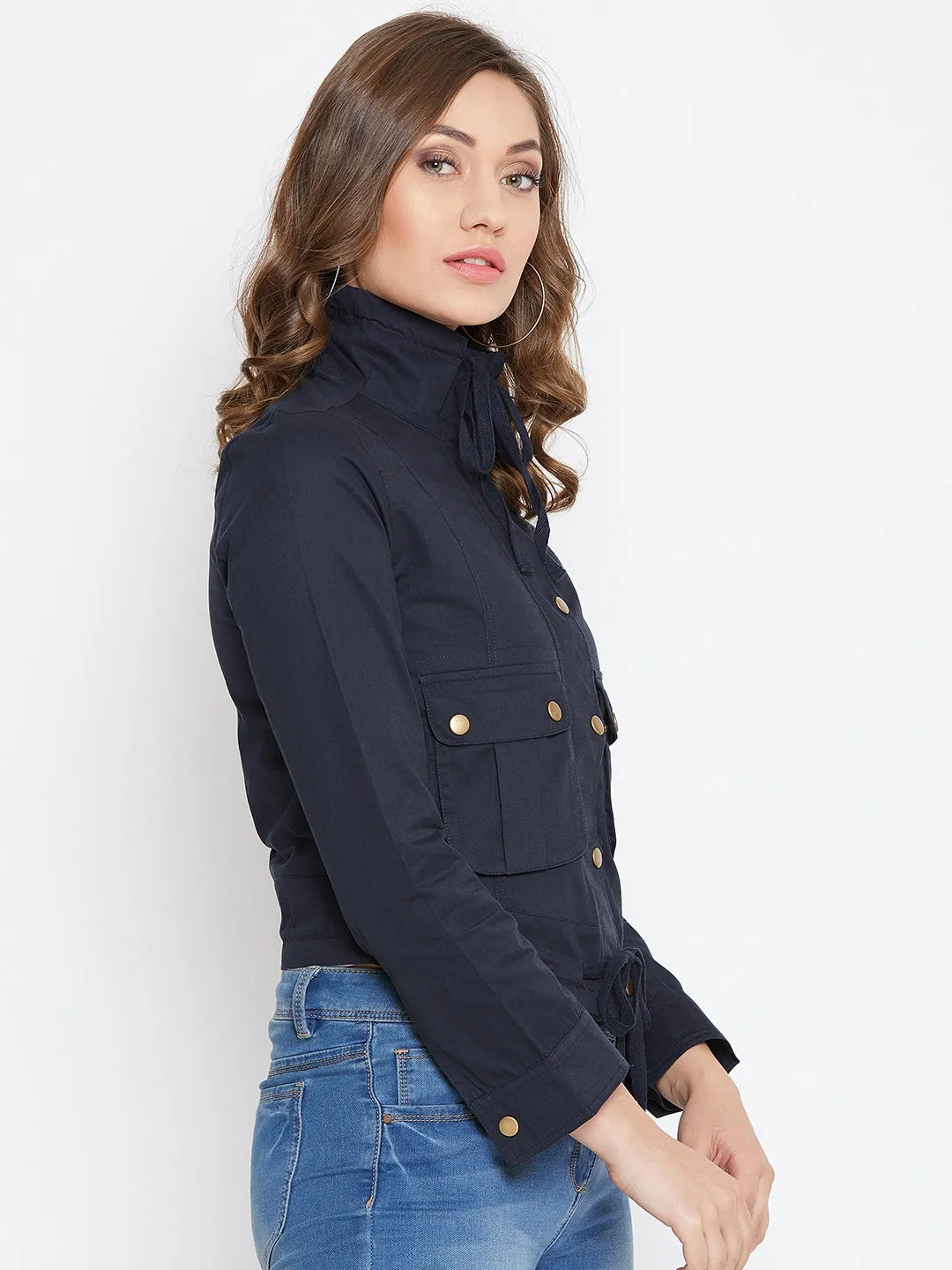 JUMP USA Women Navy Blue Casual Tailored Jacket