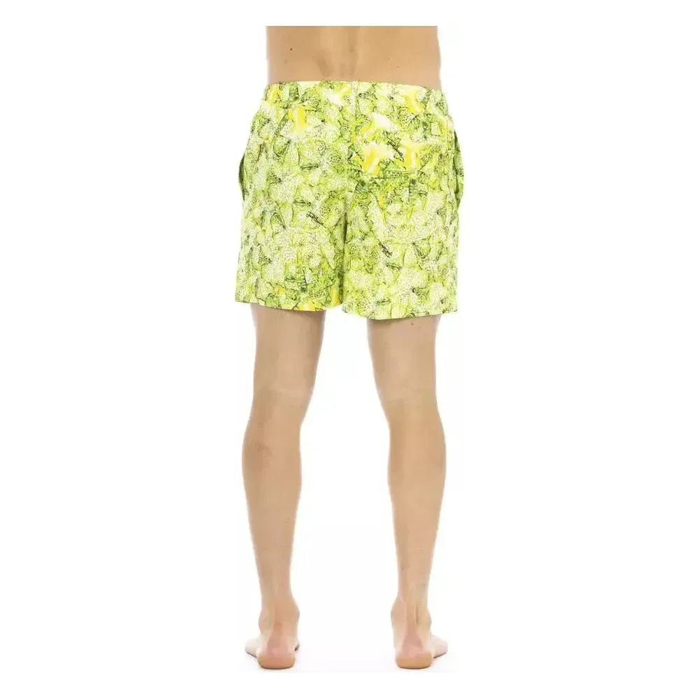 Just Cavalli Green Polyester Men's Swimwear Shorts