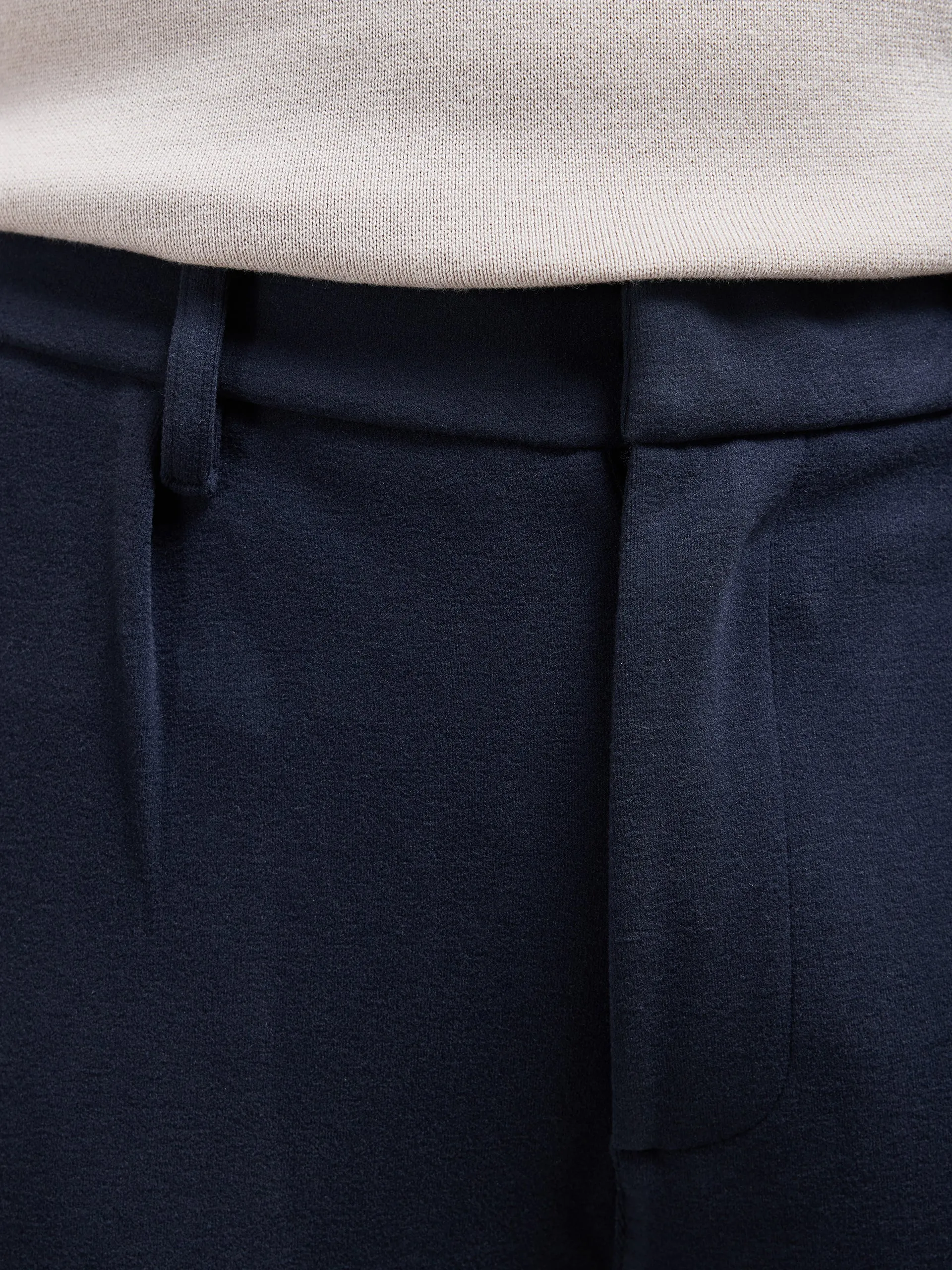 Knitted Tailored Chino Trouser in Navy