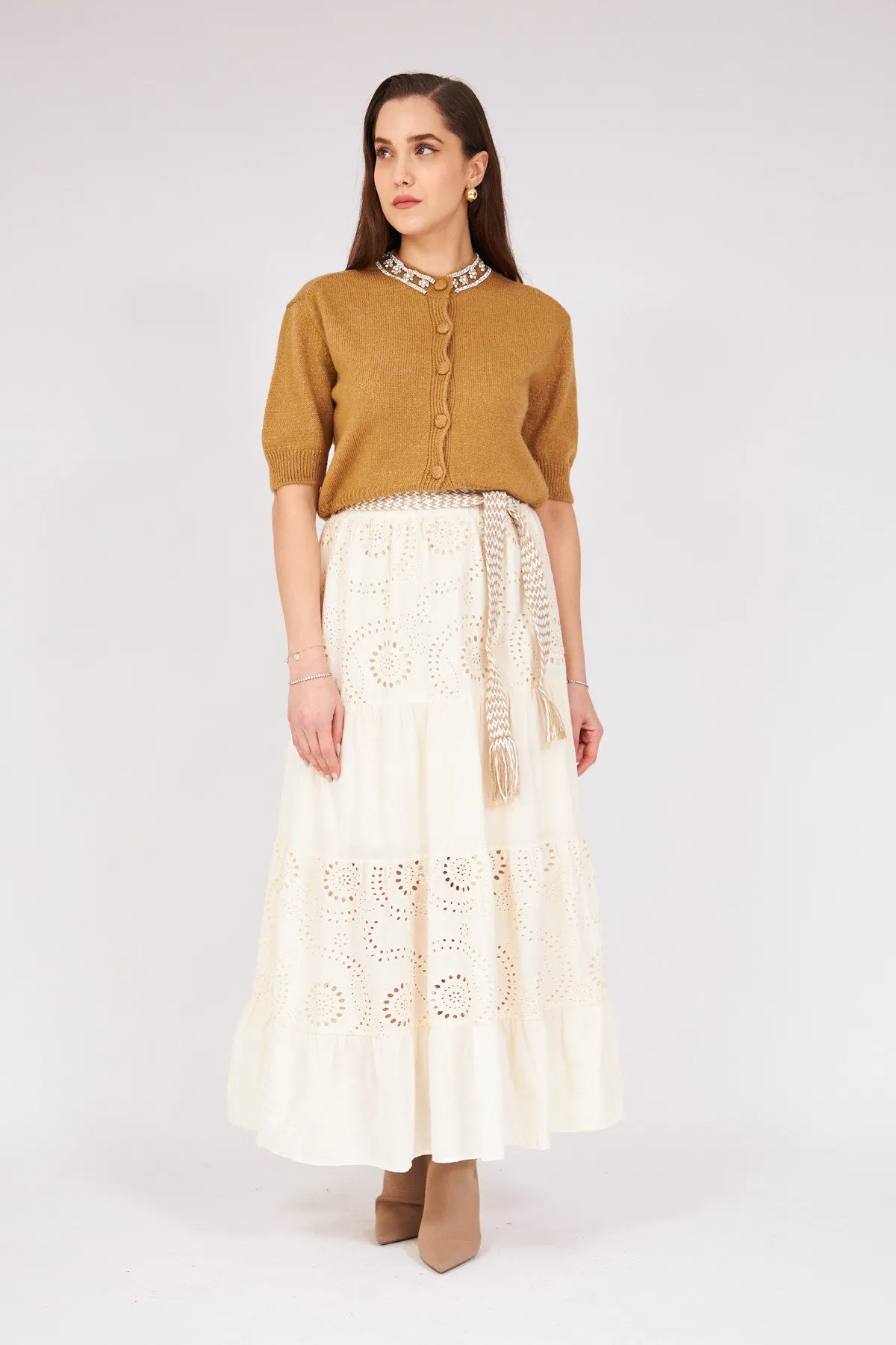 Lace Detailed Skirt Cream