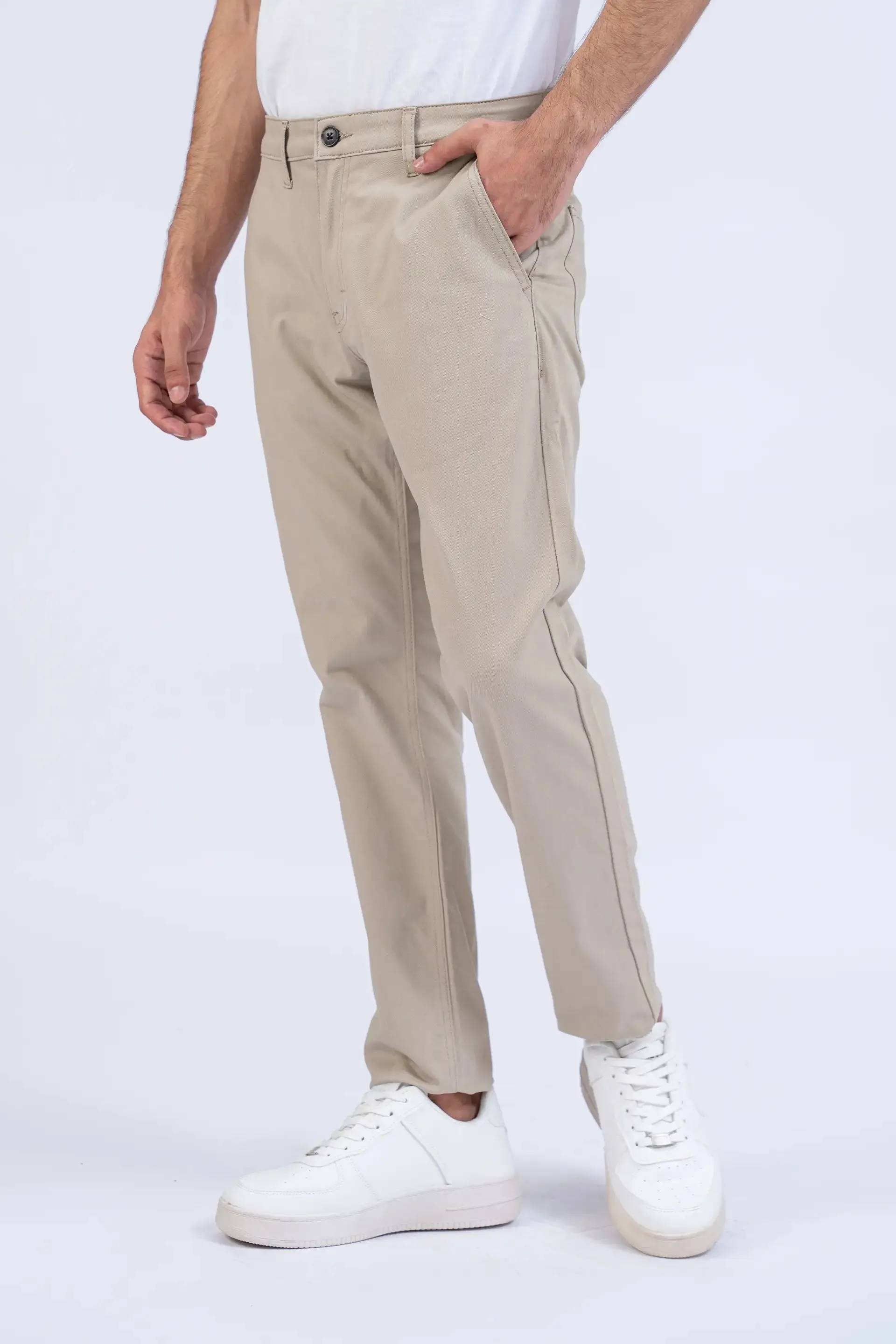 Light Khaki Slim Fit Chino Pants