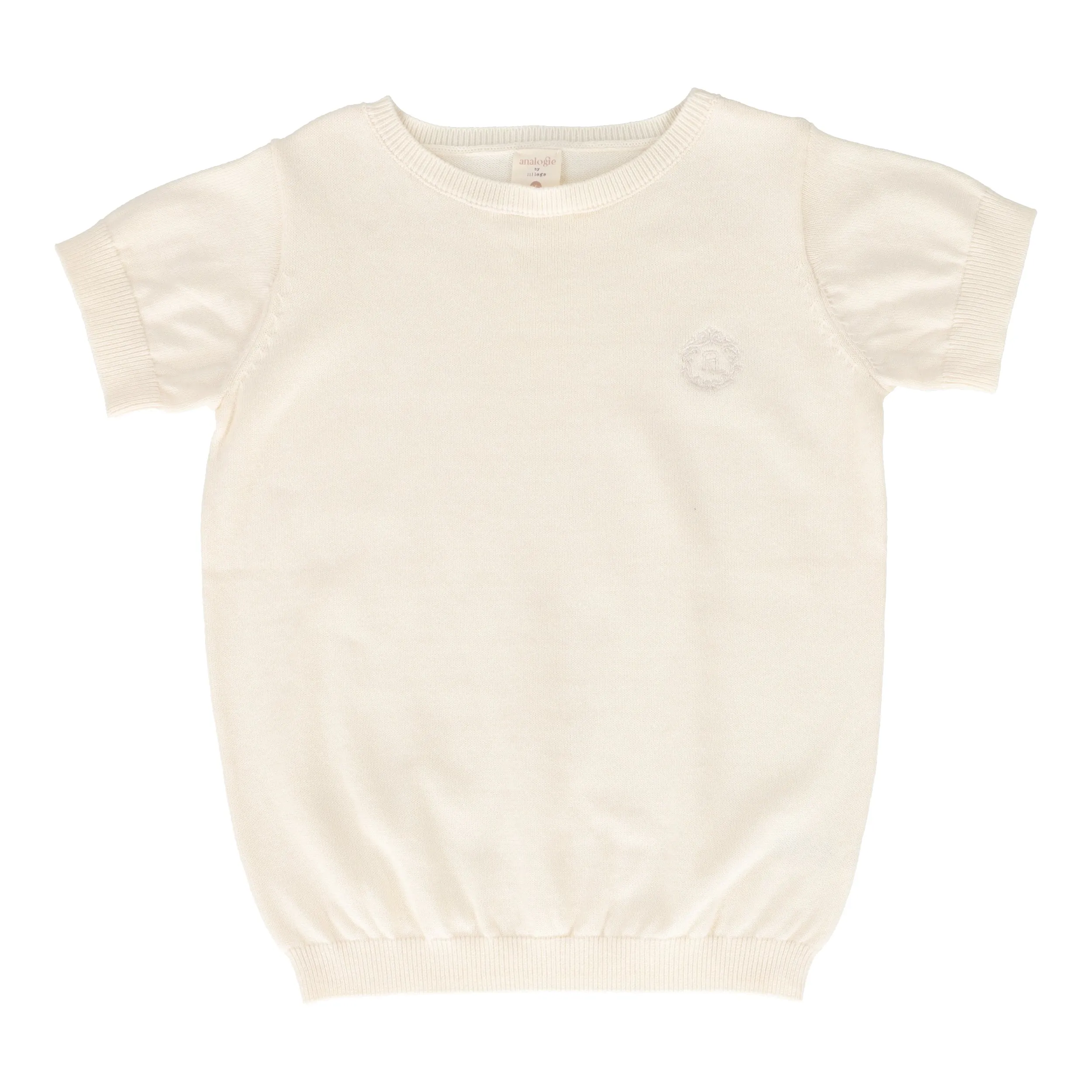 Lil Legs Boys Crewneck Short Sleeve Sweater-Natural Ivory