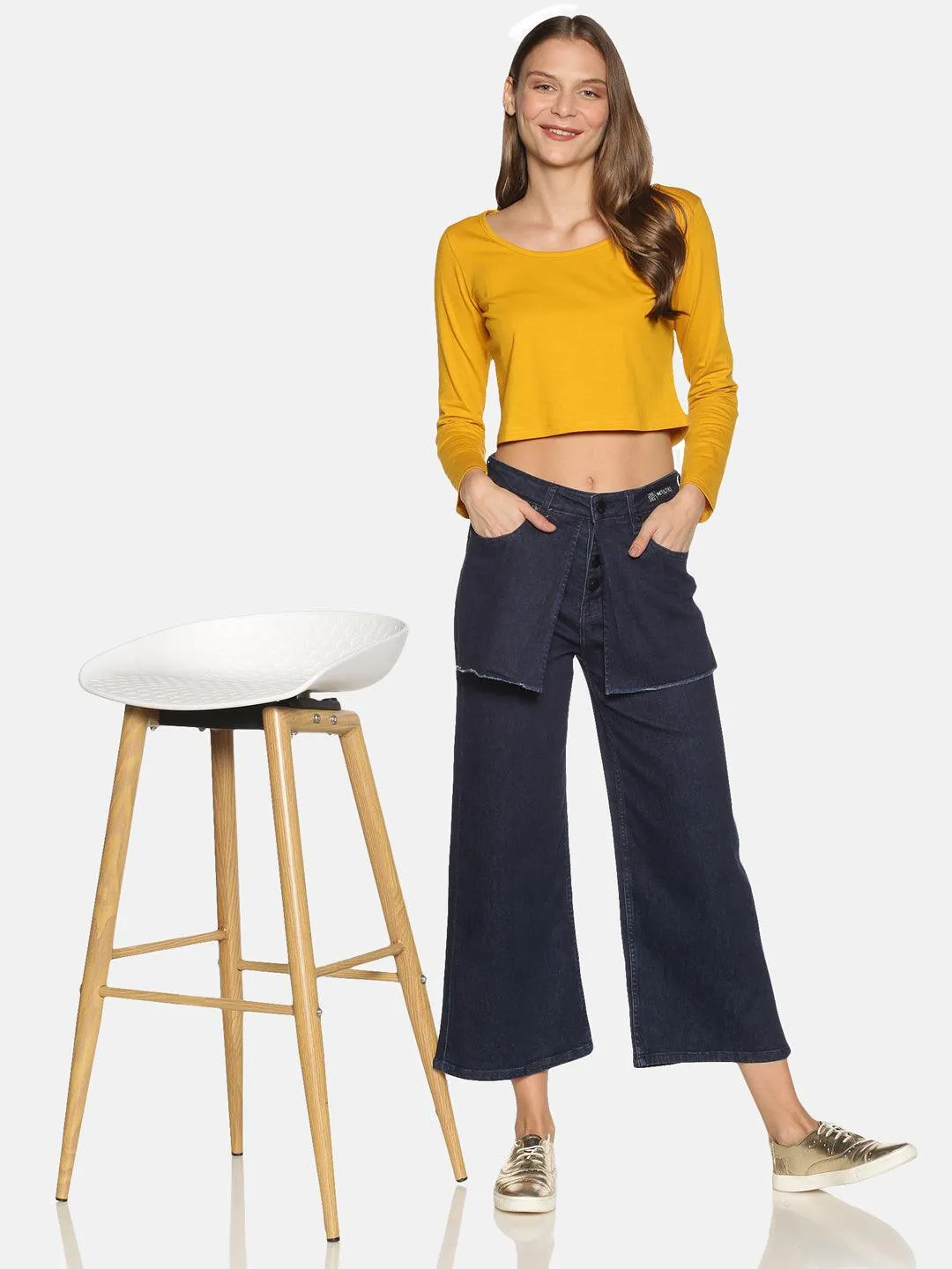 Loose A-Lined Culottes With Skirt Layer Attachnent From Waist Women