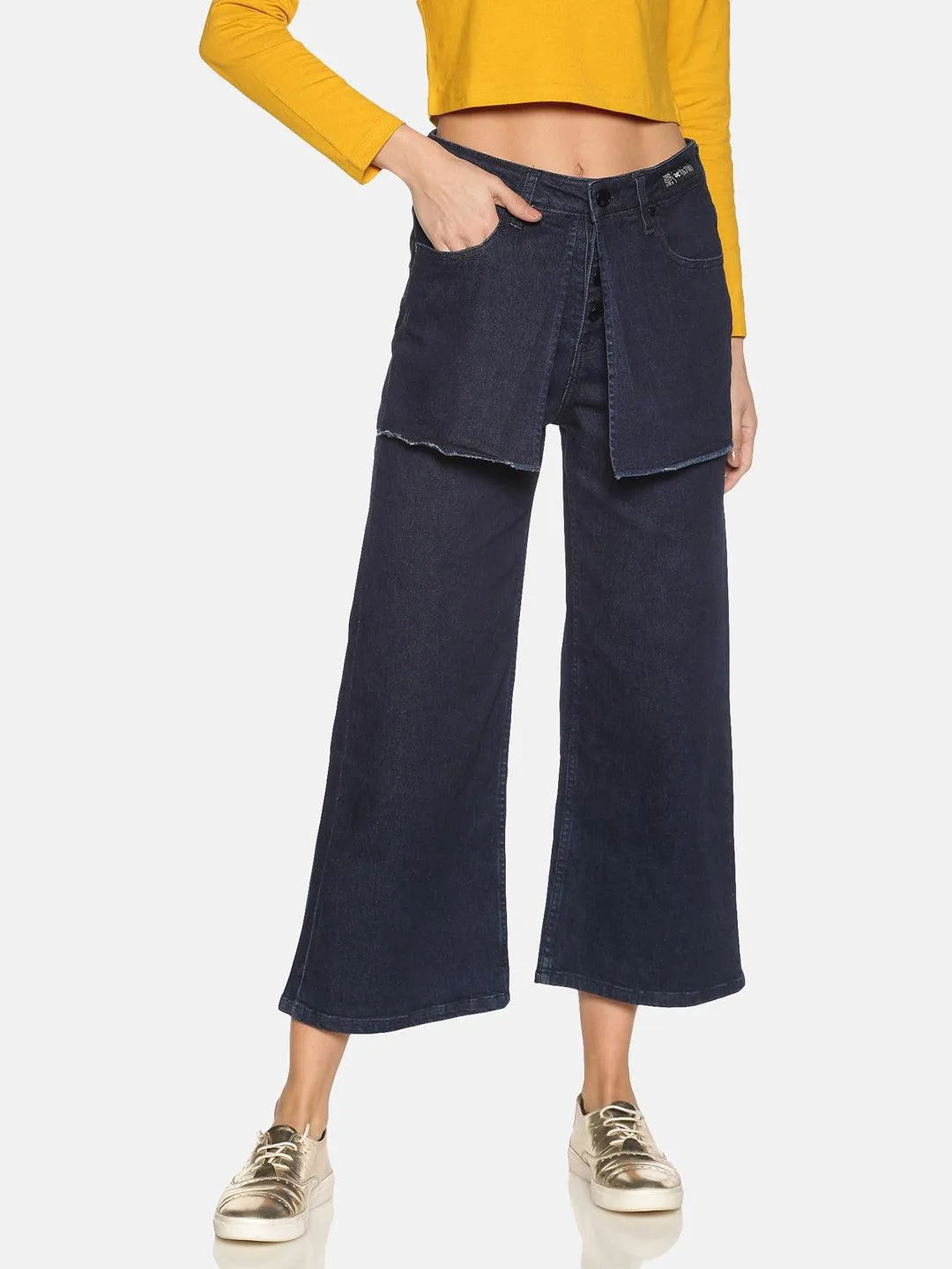 Loose A-Lined Culottes With Skirt Layer Attachnent From Waist Women