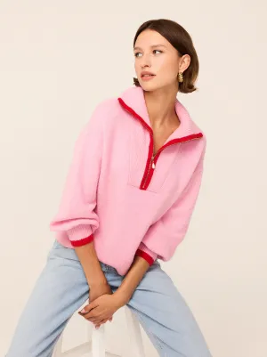 Lorna Pink Alpaca Blend Zip Collar Sweater