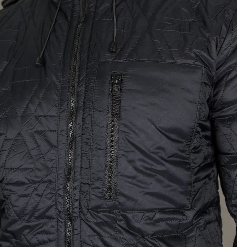 Ma.Strum Polygon Quilt Hooded Jacket Jet Black