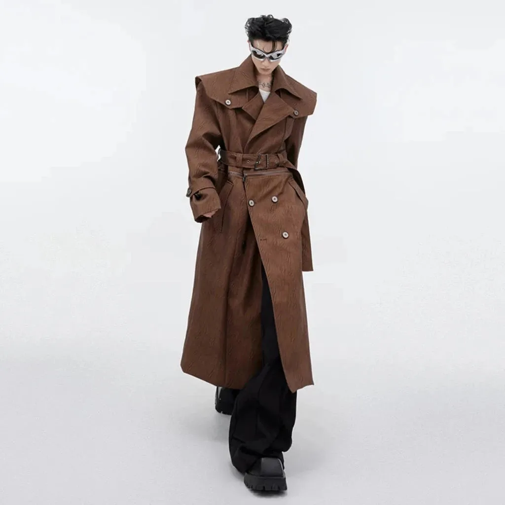 Men's 2-in-1 Faux Leather Trench and Short Jacket