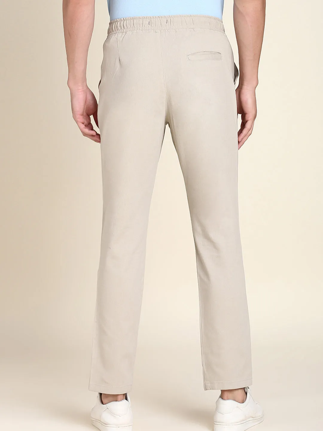 Men's Beige Solid Chino