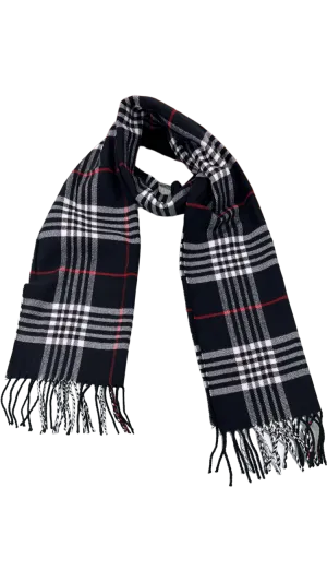 Men's black fashion plaid scarf cashmere feels