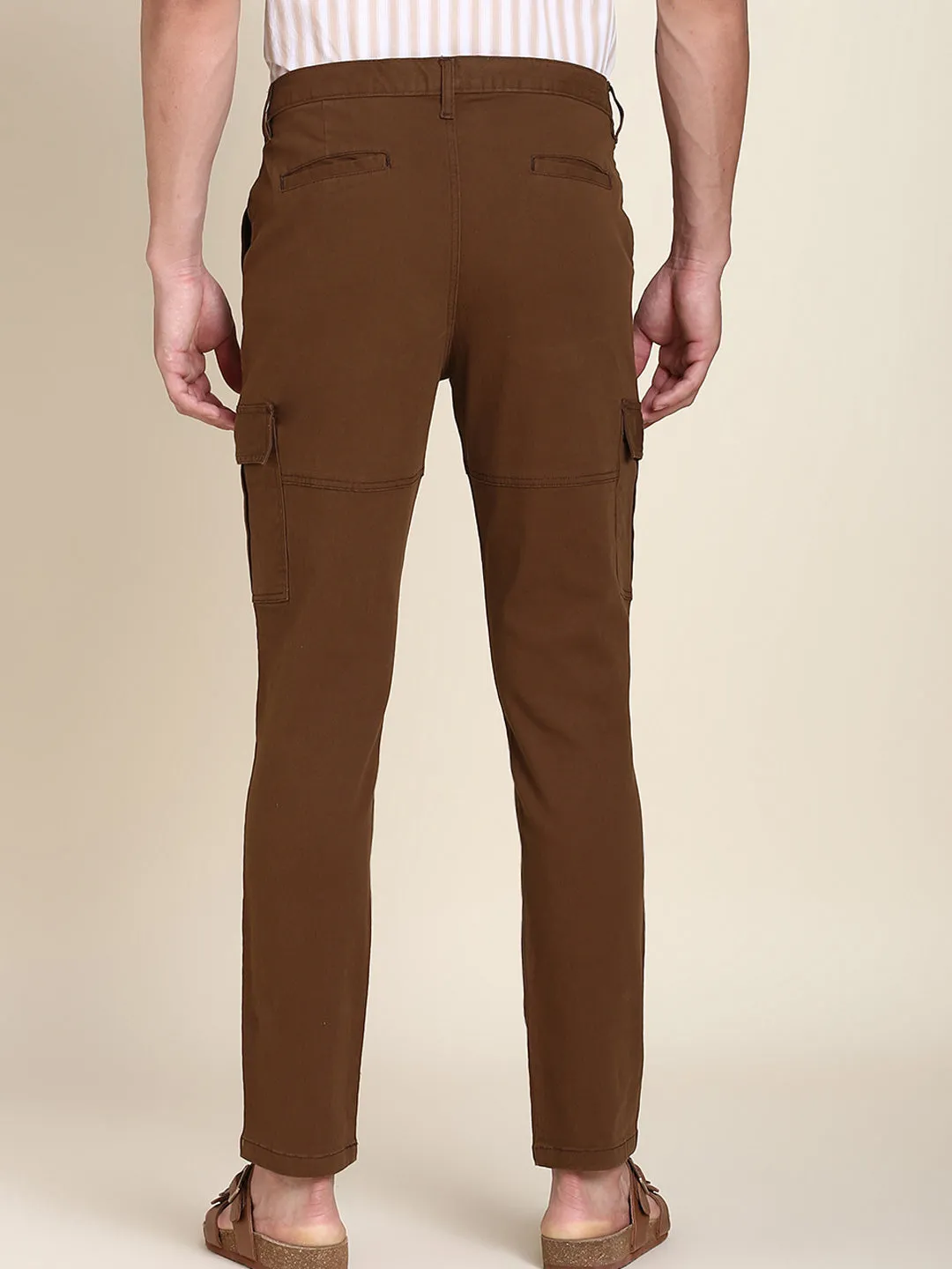 Men's Brown Solid Cargo