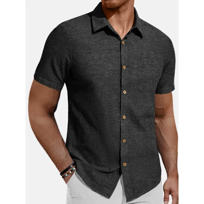 Men's Casual Solid Color Short-Sleeved Shirt 78902779Y