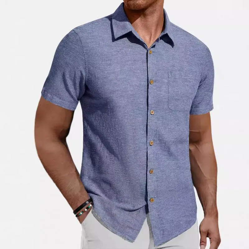 Men's Casual Solid Color Short-Sleeved Shirt 78902779Y