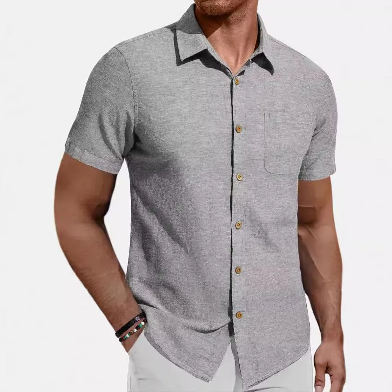 Men's Casual Solid Color Short-Sleeved Shirt 78902779Y