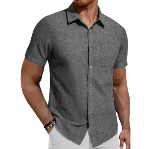 Men's Casual Solid Color Short-Sleeved Shirt 78902779Y