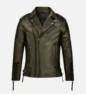 Men's Charles Burnt Olive Leather Jacket