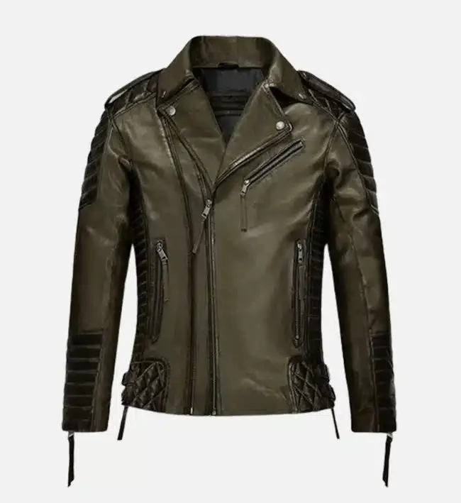 Men's Charles Burnt Olive Leather Jacket