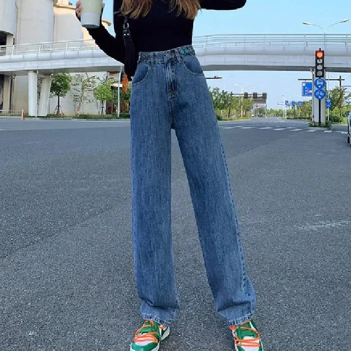 Narrow Version Of The Wide-Legged Pants Female Spring Fall Straight Loose Thin Spring Jeans