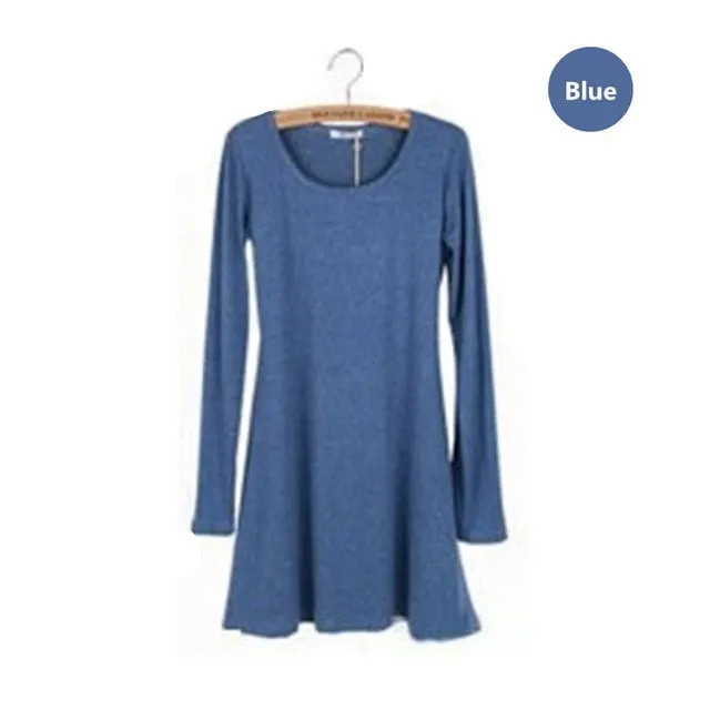 New Fashion Clothes vestidos Spring Women Dress Brushed 100% Cotton Autumn Winter Dress Female Long Sleeve O-Neck Woolen Dresses