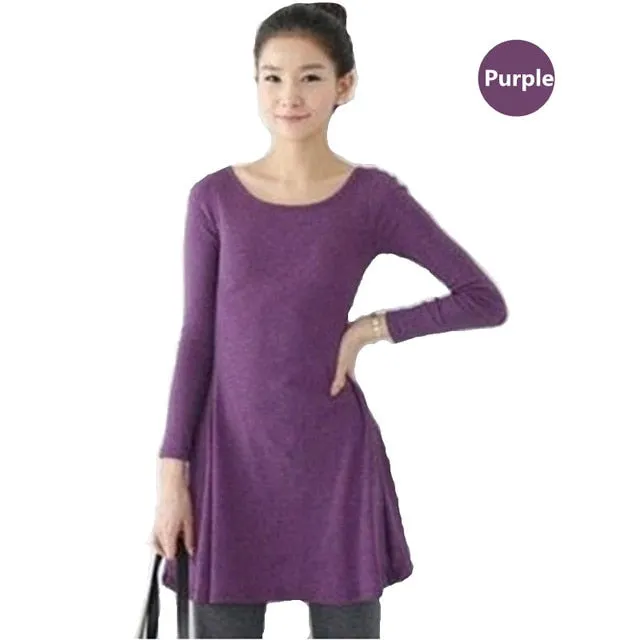 New Fashion Clothes vestidos Spring Women Dress Brushed 100% Cotton Autumn Winter Dress Female Long Sleeve O-Neck Woolen Dresses