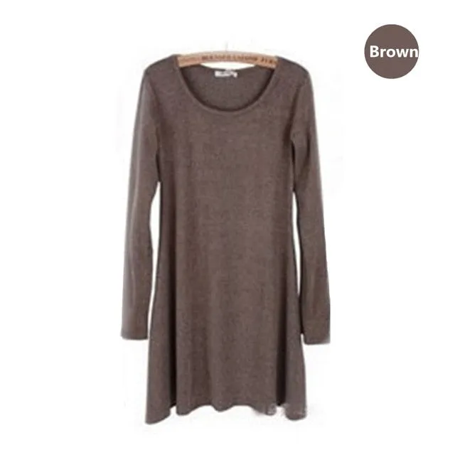 New Fashion Clothes vestidos Spring Women Dress Brushed 100% Cotton Autumn Winter Dress Female Long Sleeve O-Neck Woolen Dresses