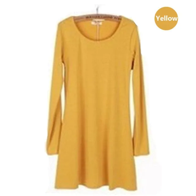 New Fashion Clothes vestidos Spring Women Dress Brushed 100% Cotton Autumn Winter Dress Female Long Sleeve O-Neck Woolen Dresses