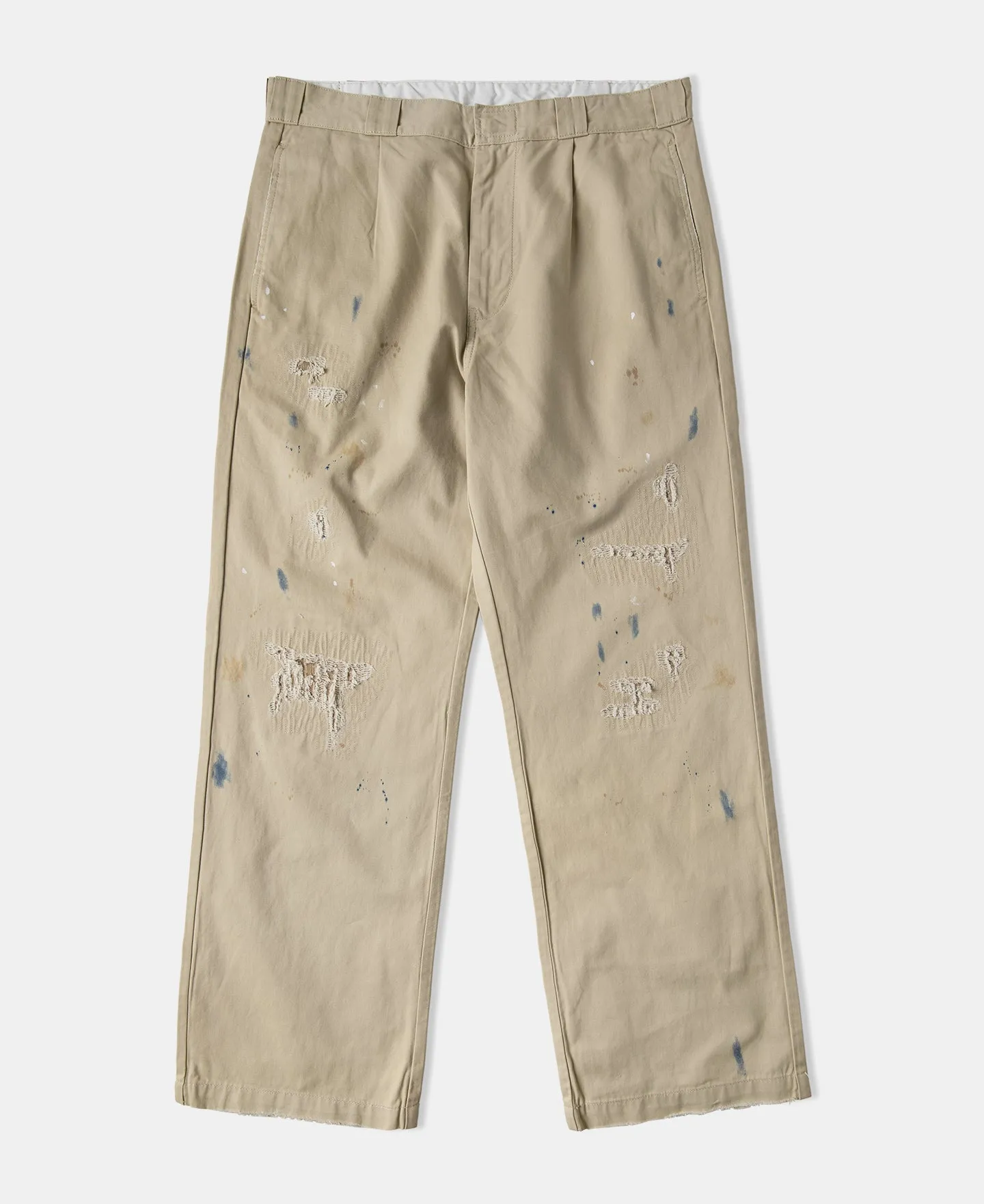 Paint-Splatter Distressed Chino Pants