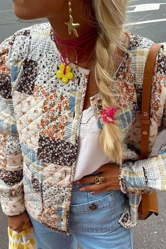 Patchwork Print Quilted Jacket