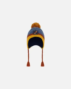 Peruvian Knit Hat Gradient Navy And Yellow