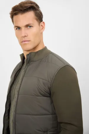 Quilted Hybrid Jacket in Khaki