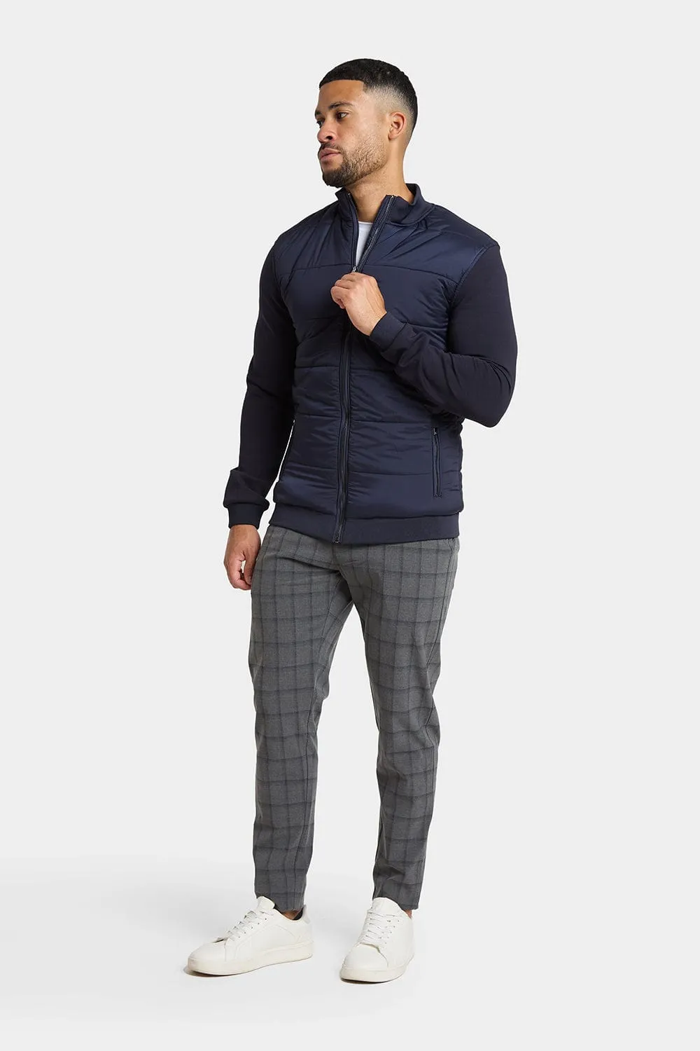 Quilted Hybrid Jacket in Navy