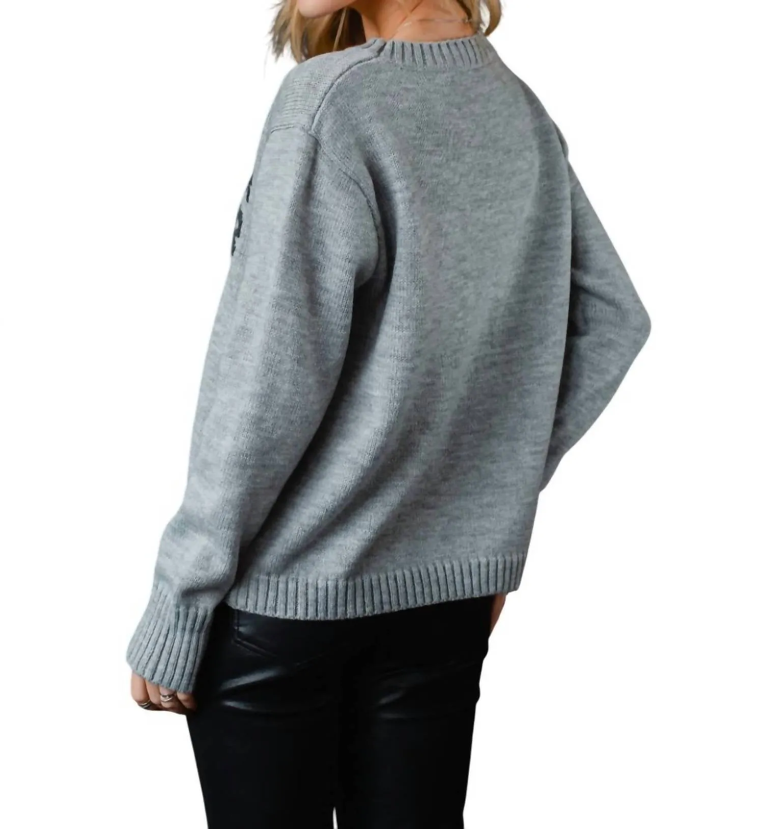 "sweater Weather" Crew Neck Sweater In Light Gray