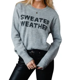 "sweater Weather" Crew Neck Sweater In Light Gray